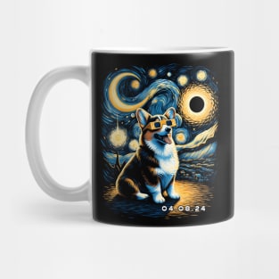 Solar Eclipse Corgi Adventure: Chic Tee with Adorable Fluffy Companions Mug